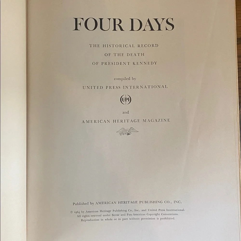 JFK 1964 Four Days The Historical Record of the Death of Book President Kennedy